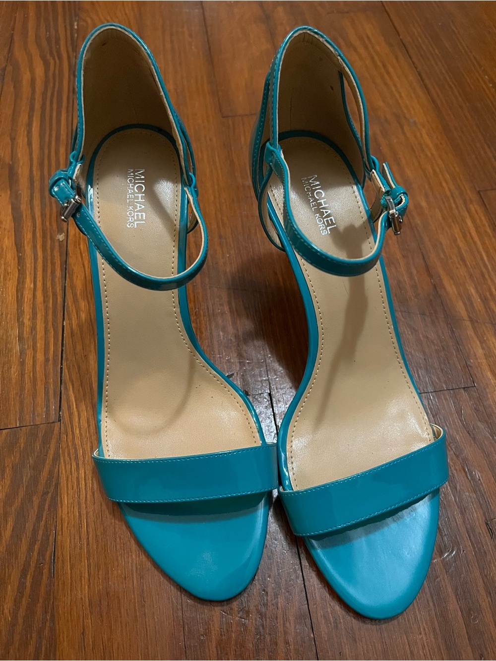 MICHAEL Michael Kors Teal Patent Ankle-Strap Heels